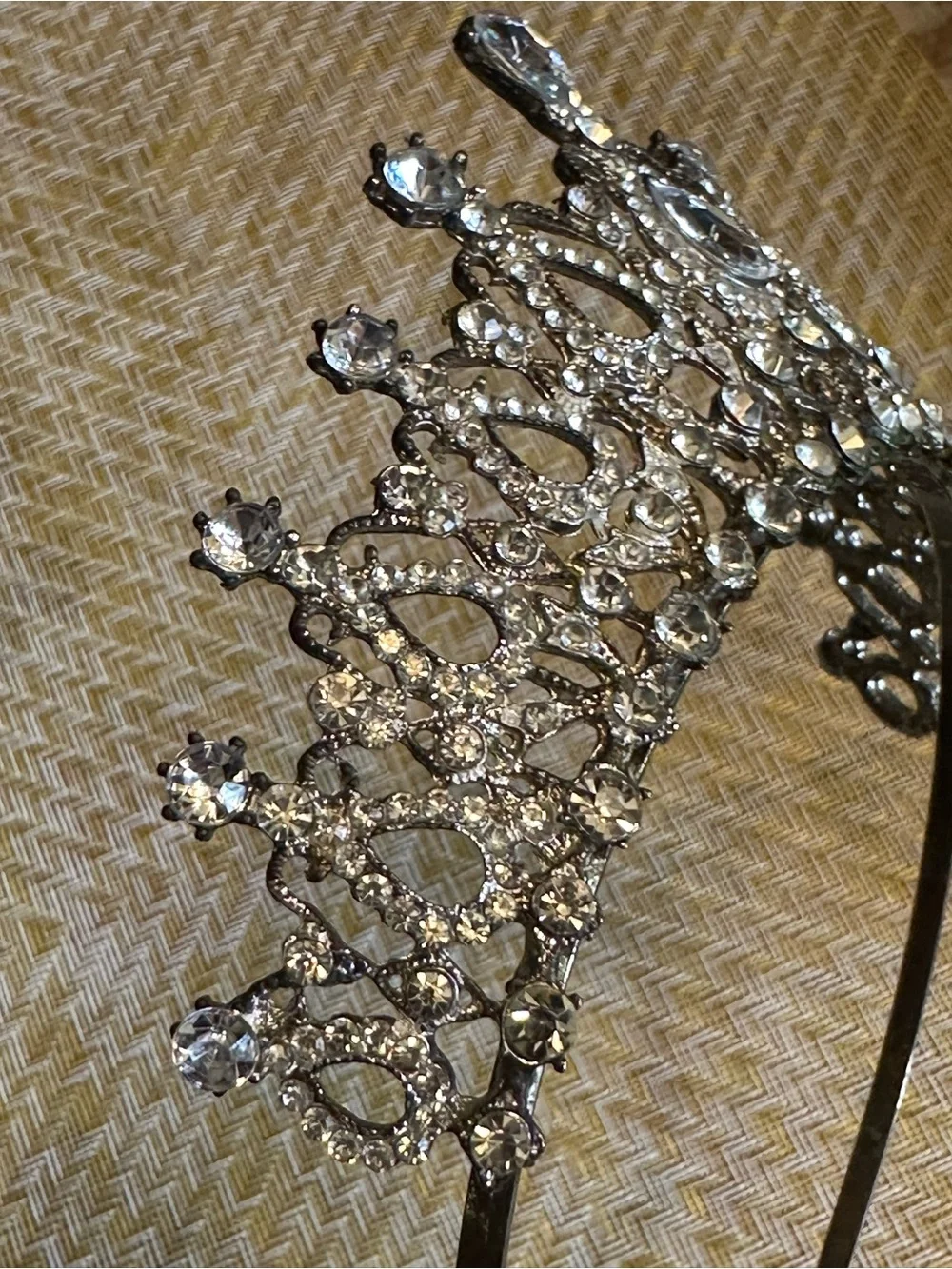 Silver Rhinestone Tiara Crown with Clear Gems